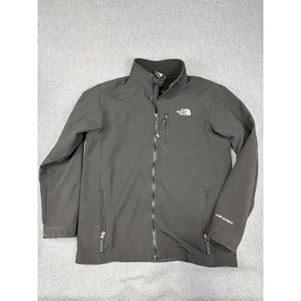 The North Face TNF Apex Jacket Boys XL Black Soft Shell Coat Fleece Lined Pocket
